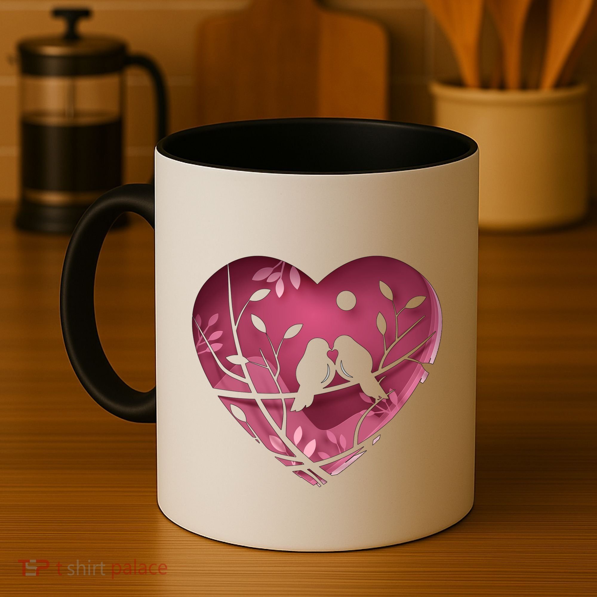 Love Birds Hollow Heart Coffee Mug