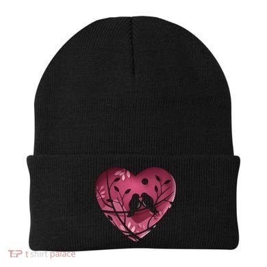 Love Birds Hollow Heart Beanie