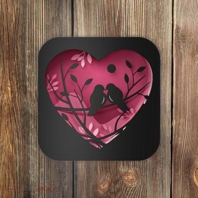 Love Birds Hollow Heart Coaster