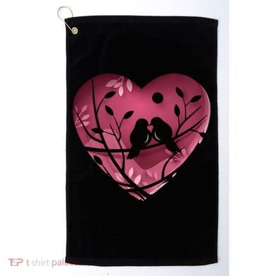 Love Birds Hollow Heart Golf Towel