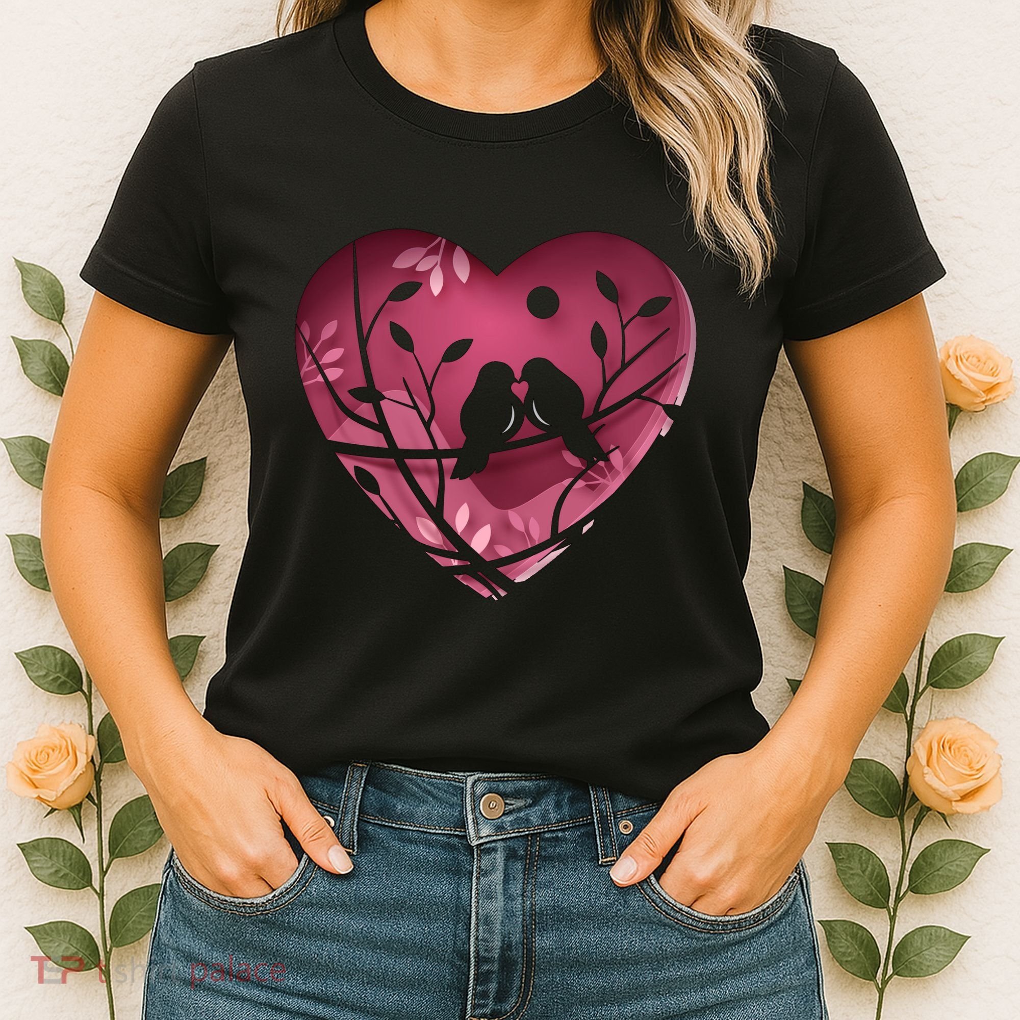 Love Birds Hollow Heart Women's T-Shirt