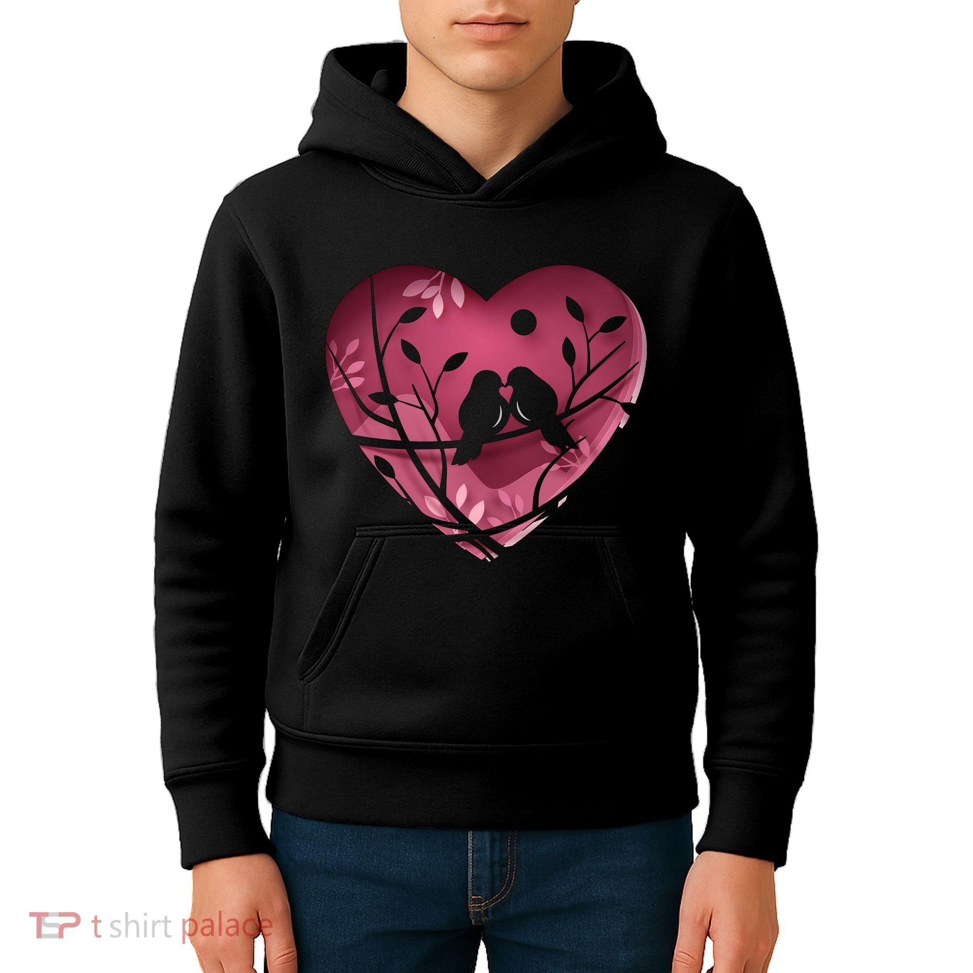 Love Birds Hollow Heart Kids Hoodie