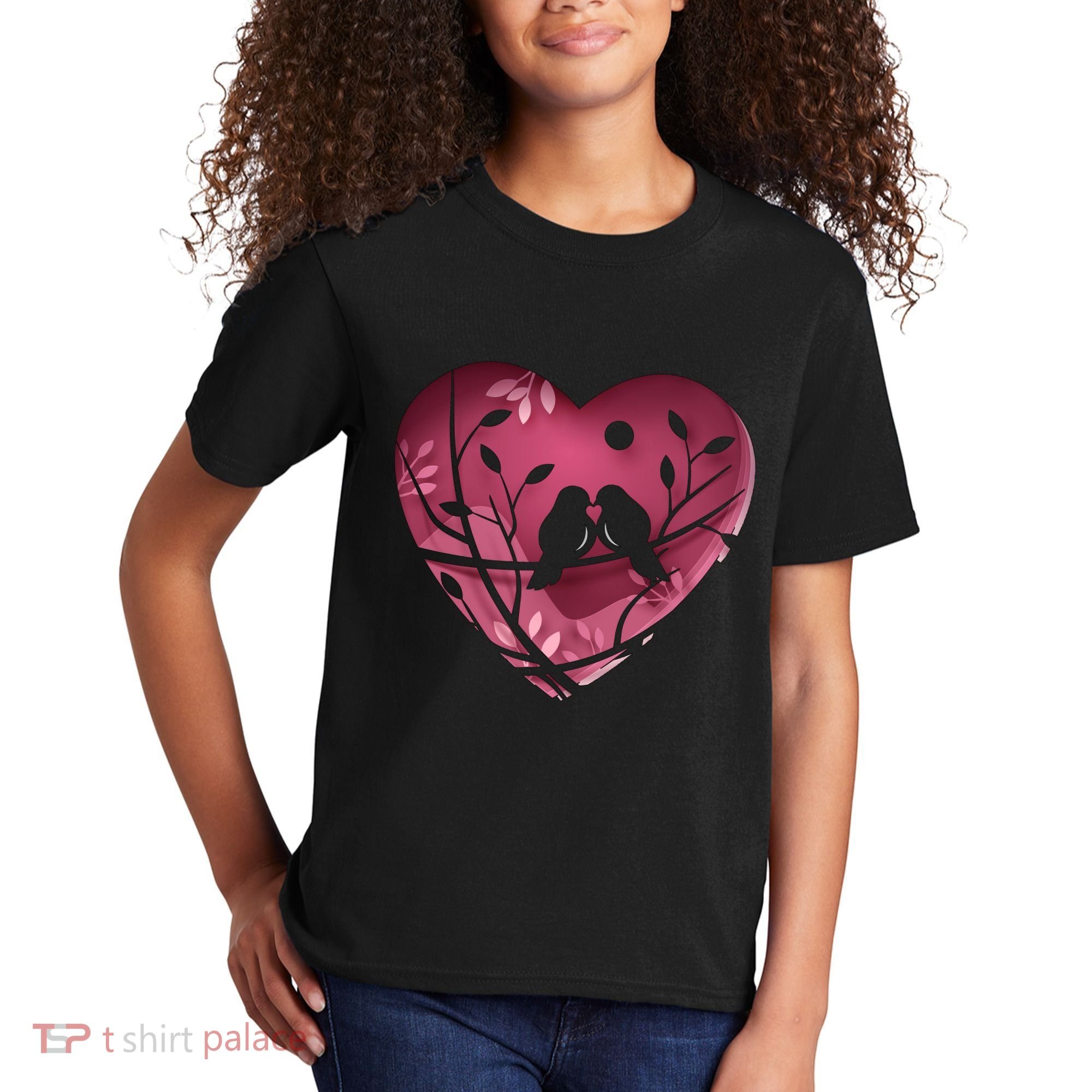 Love Birds Hollow Heart Kids T-Shirt