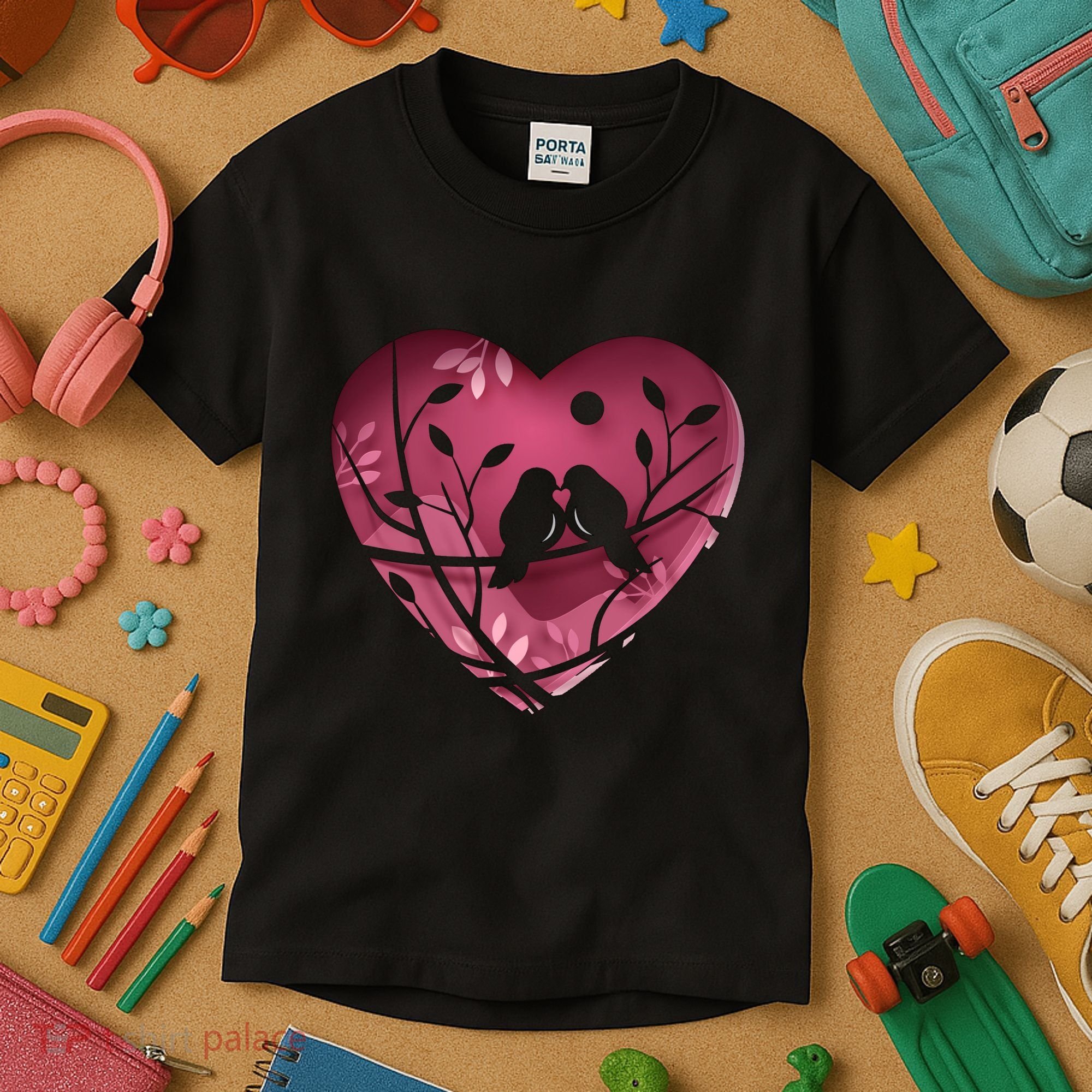 Love Birds Hollow Heart Kids T-Shirt