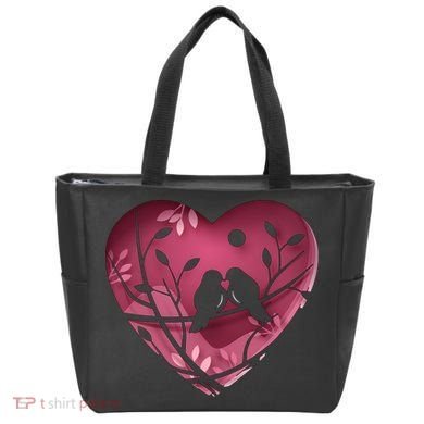 Love Birds Hollow Heart Tote Bag