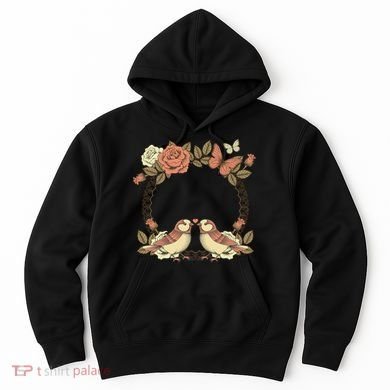 Love Birds Vintage Heart Frame Hoodie
