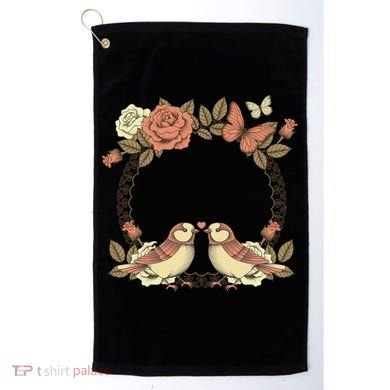 Love Birds Vintage Heart Frame Golf Towel