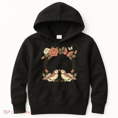Love Birds Vintage Heart Frame Kids Hoodie