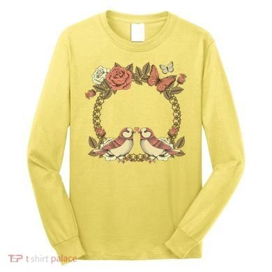 Love Birds Vintage Heart Frame Long Sleeve Shirt