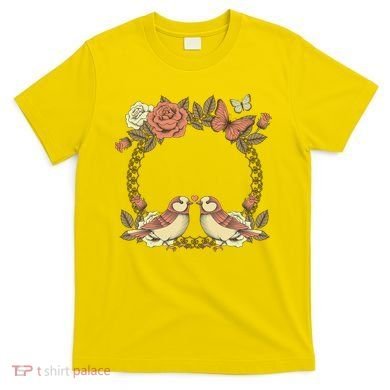 Love Birds Vintage Heart Frame T-Shirt