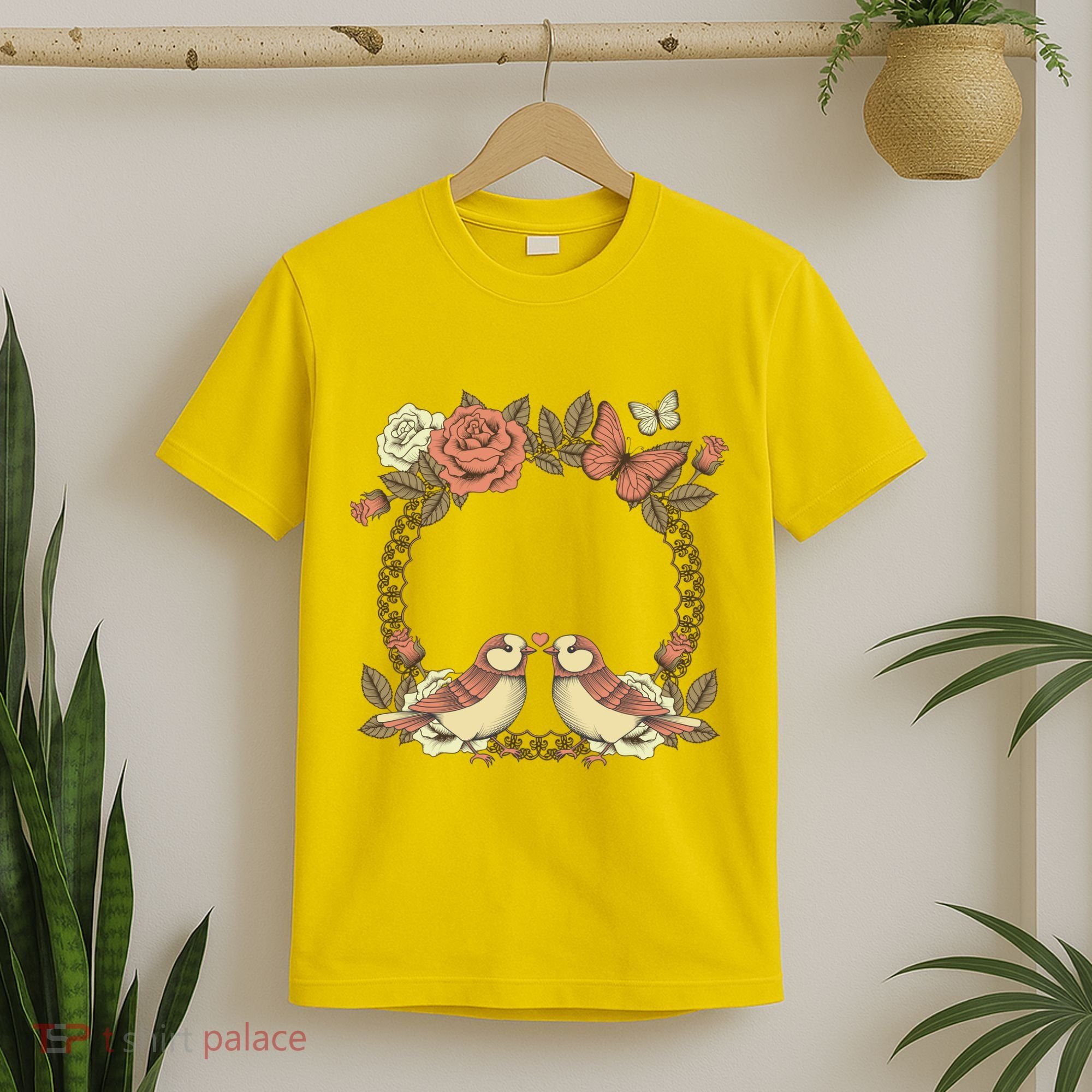 Love Birds Vintage Heart Frame T-Shirt