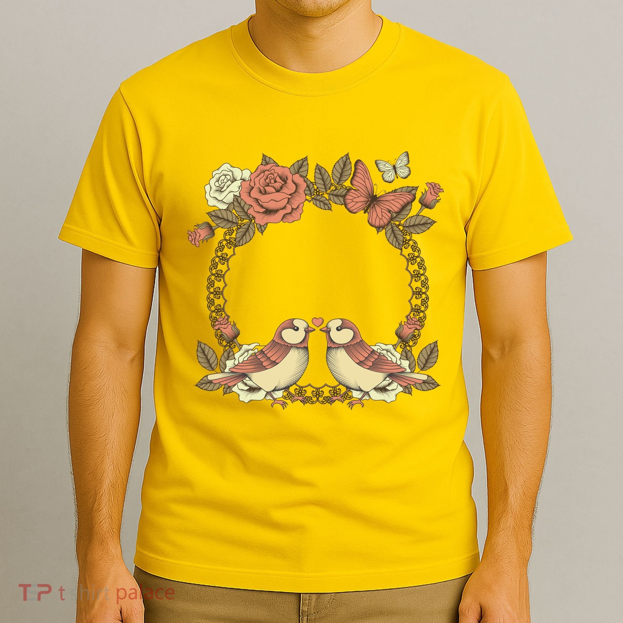 Love Birds Vintage Heart Frame T-Shirt