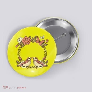 Love Birds Vintage Heart Frame Button