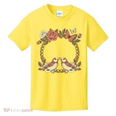 Love Birds Vintage Heart Frame Kids T-Shirt