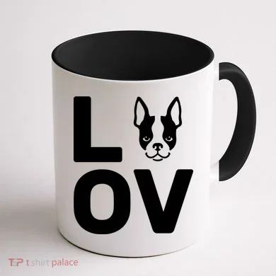 Love Boston Terrier Coffee Mug back