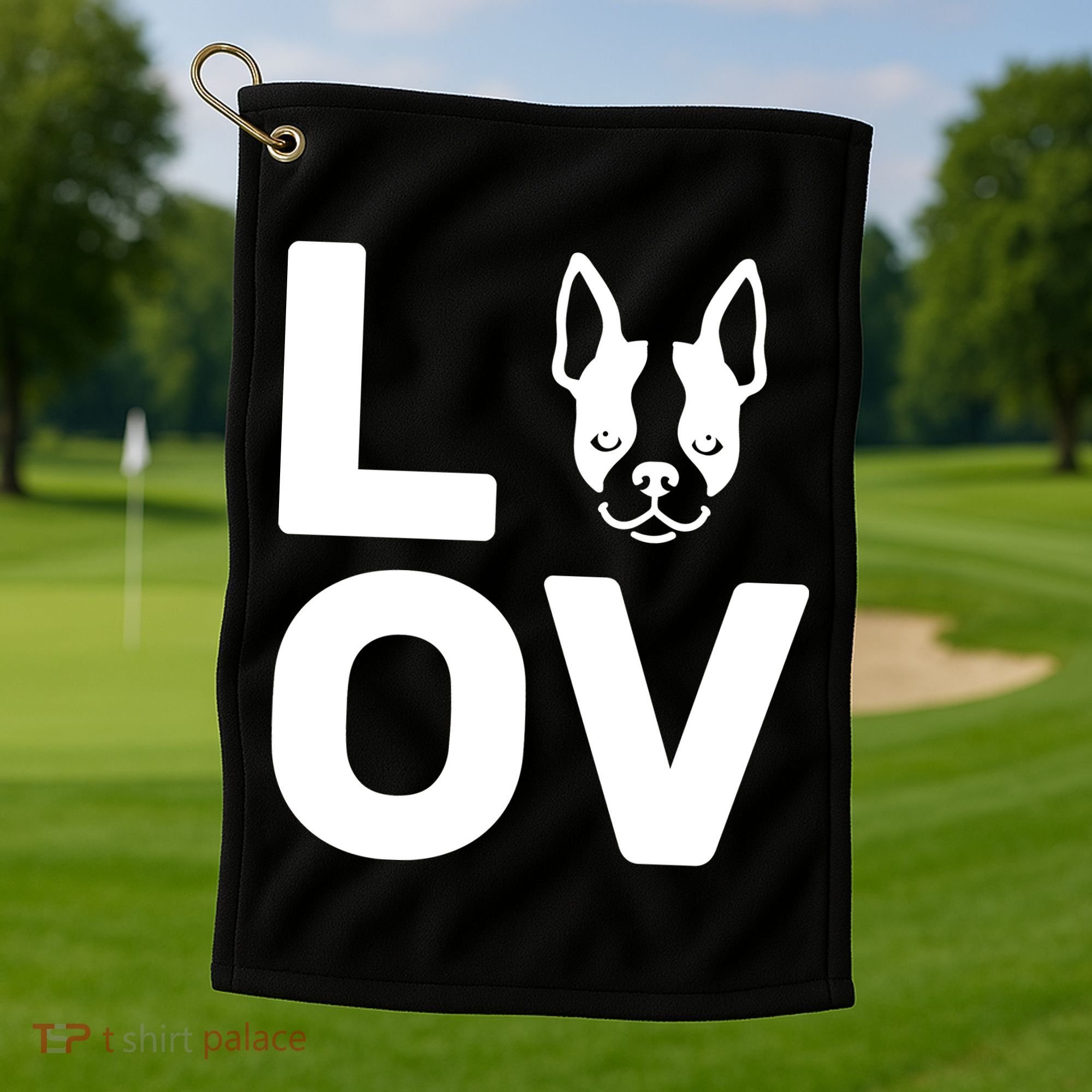 Love Boston Terrier  Golf Towel