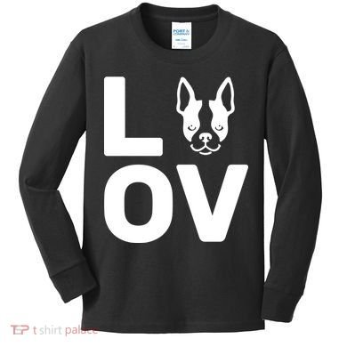Love Boston Terrier  Kids Long Sleeve Shirt