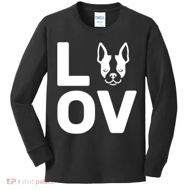 Love Boston Terrier  Kids Long Sleeve Shirt