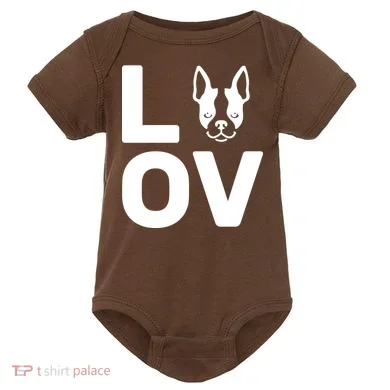 Love Boston Terrier  Baby Bodysuit