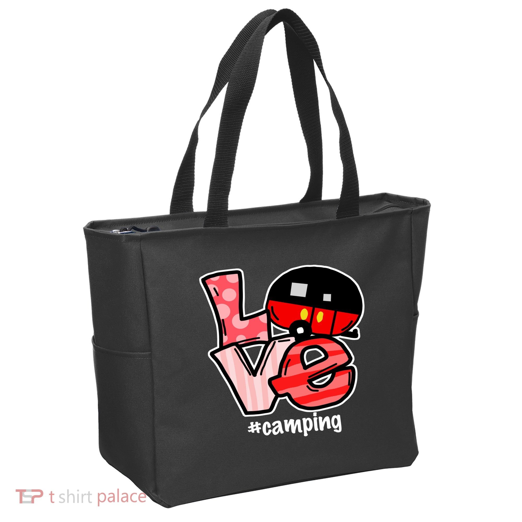 Love Camping Cartoon Tote Bag