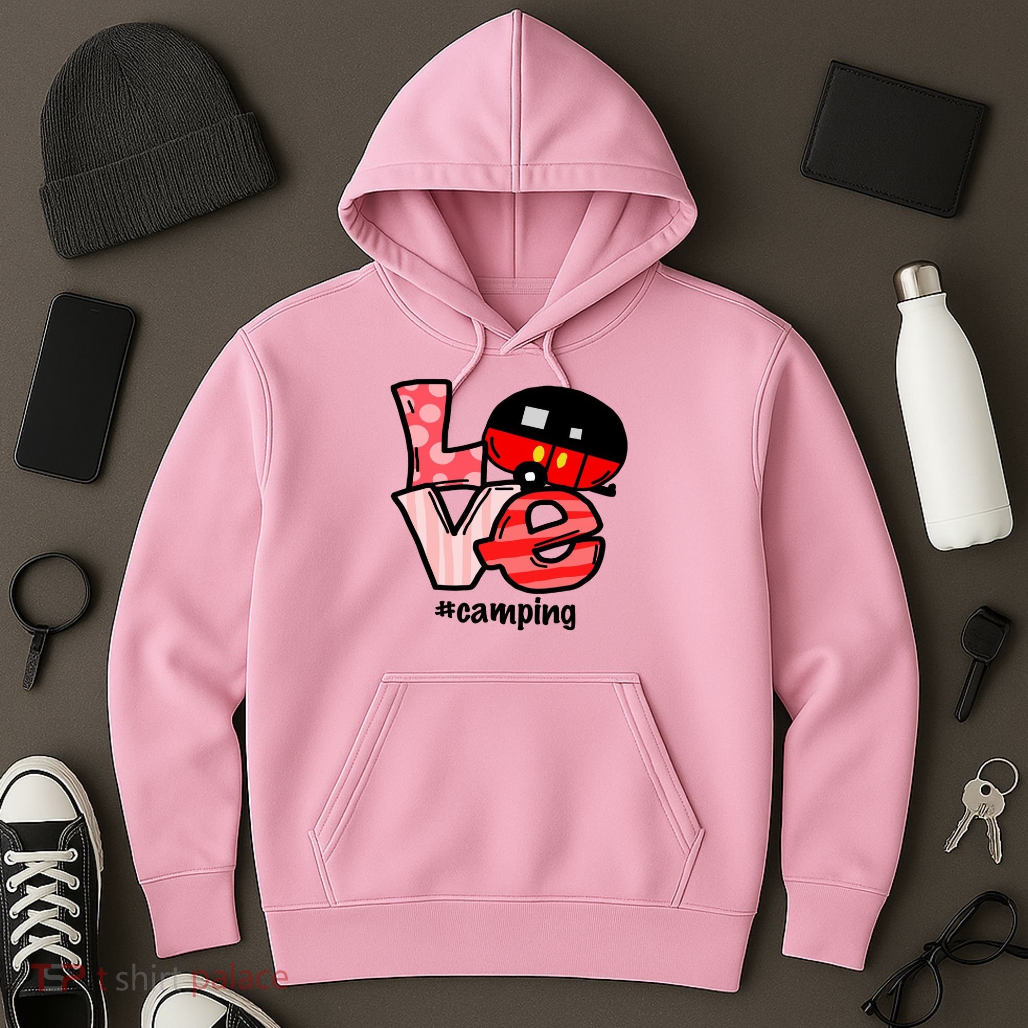 Love Camping Cartoon Hoodie