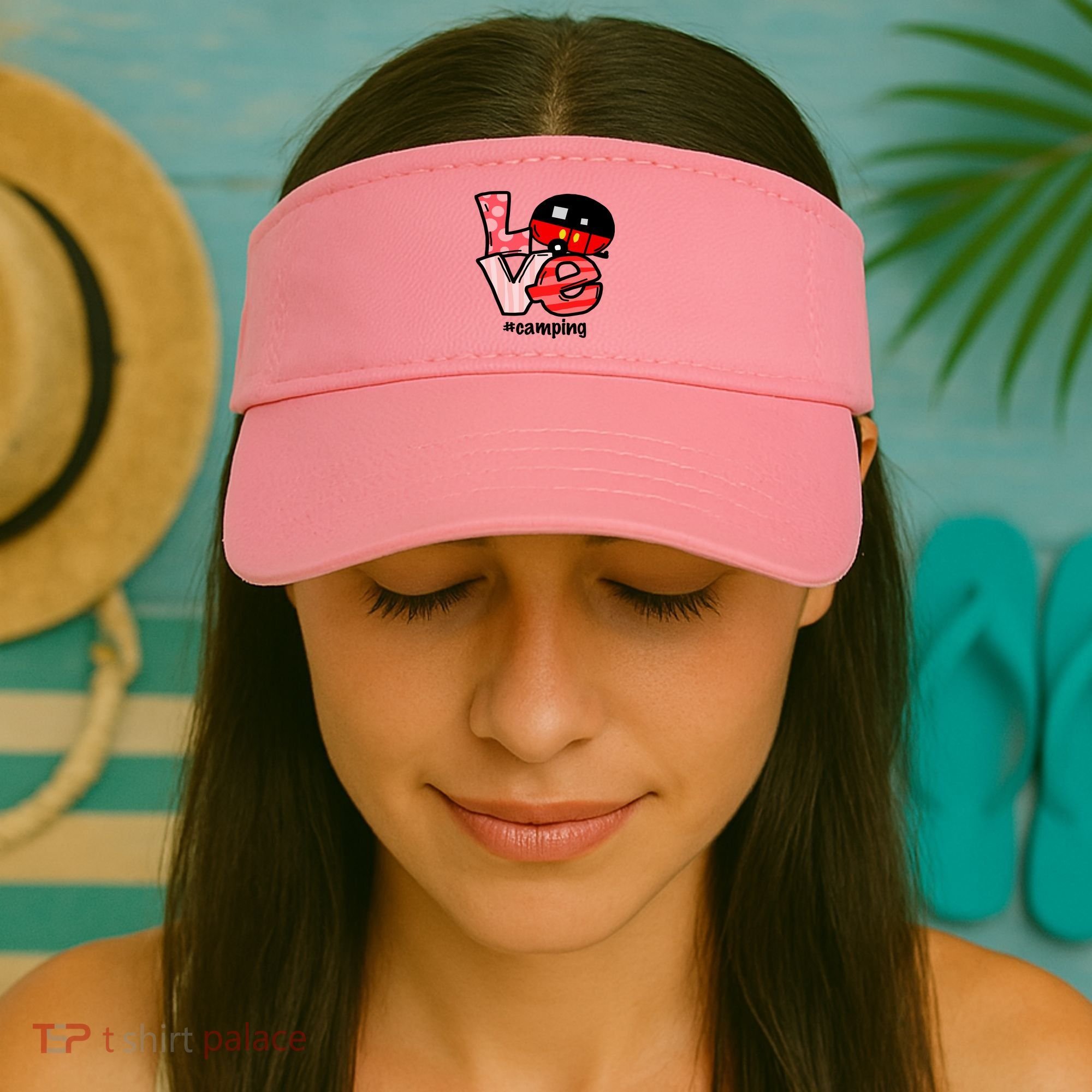 Love Camping Cartoon Visor