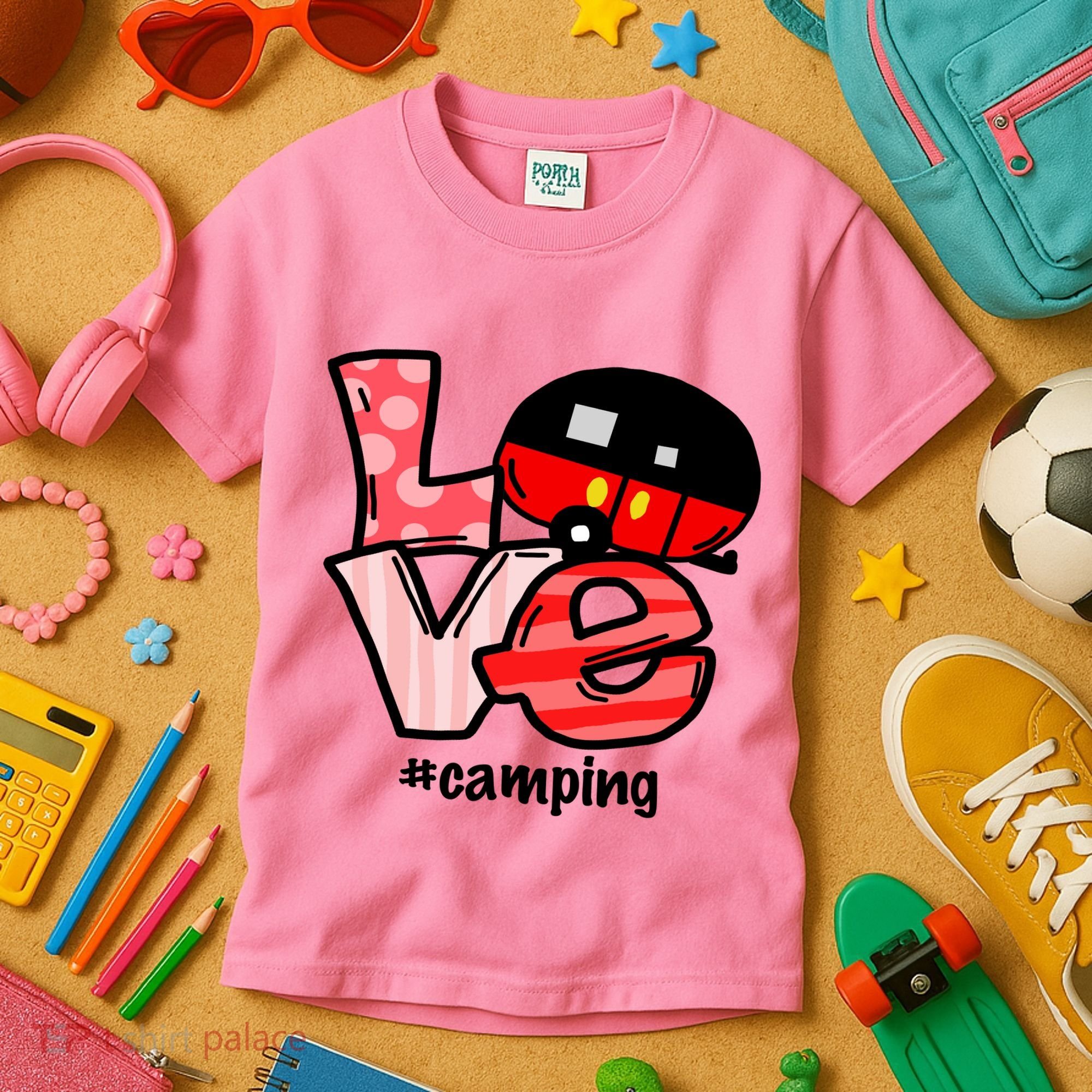 Love Camping Cartoon Kids T-Shirt