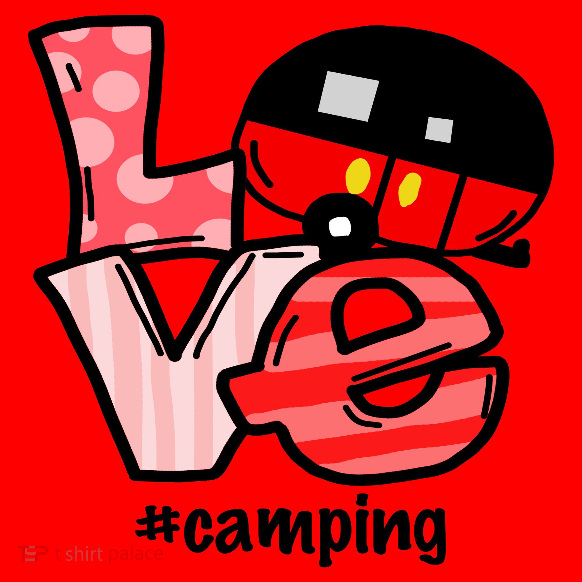 Love Camping Cartoon Santa Hat