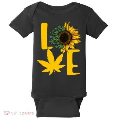 Love Cannabis Sunflower Baby Bodysuit