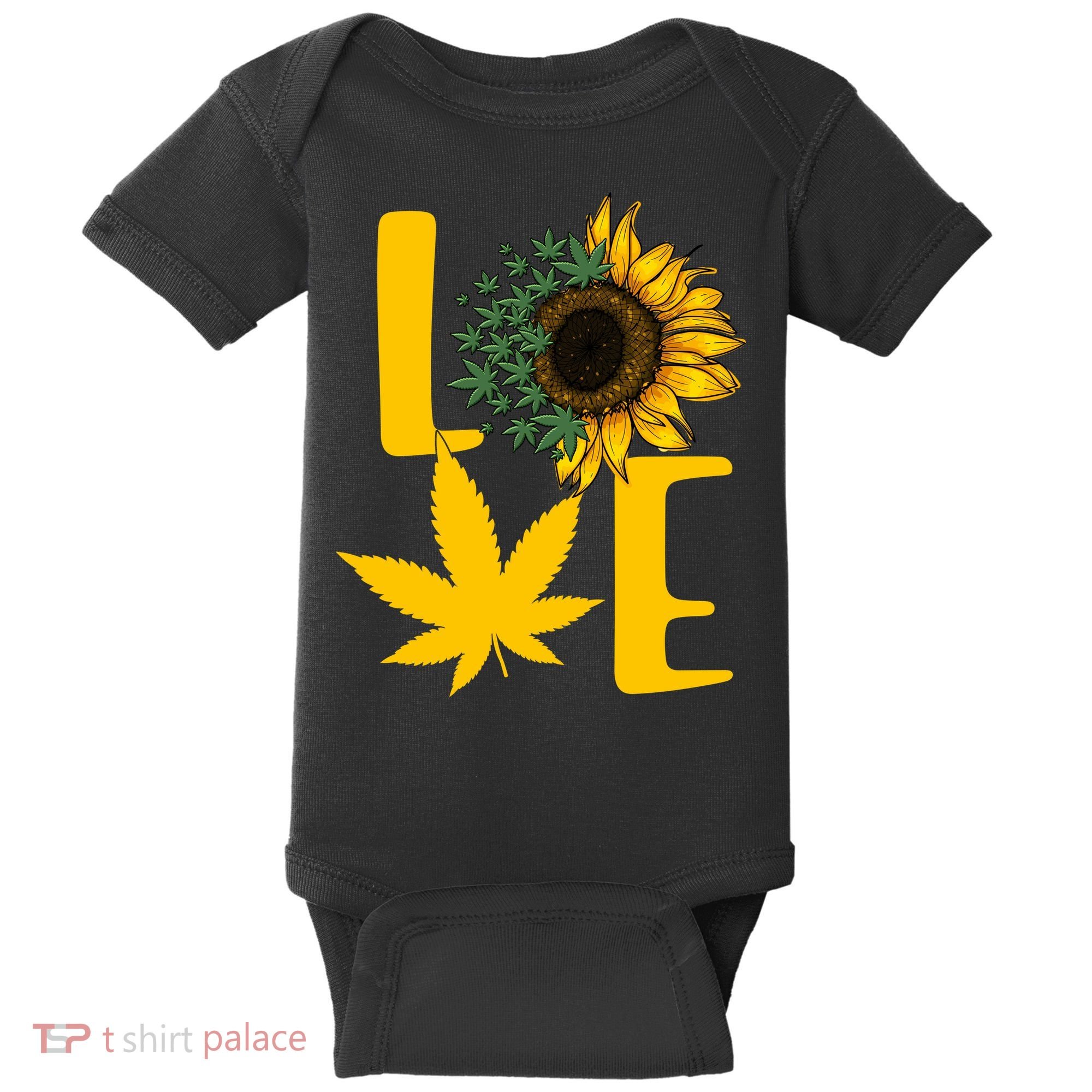 Love Cannabis Sunflower Baby Bodysuit