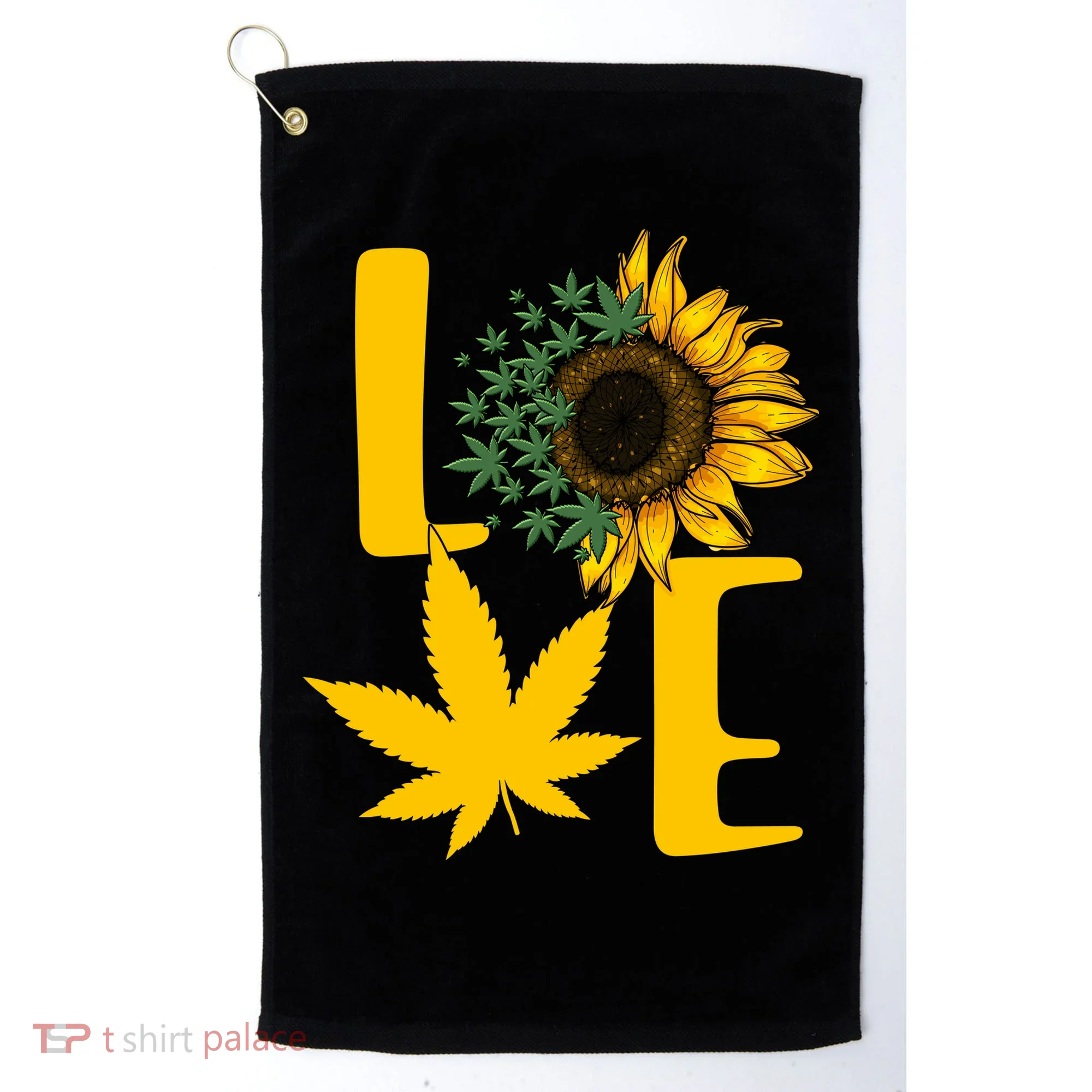 Love Cannabis Sunflower Golf Towel