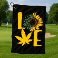 Love Cannabis Sunflower Golf Towel thumb 1