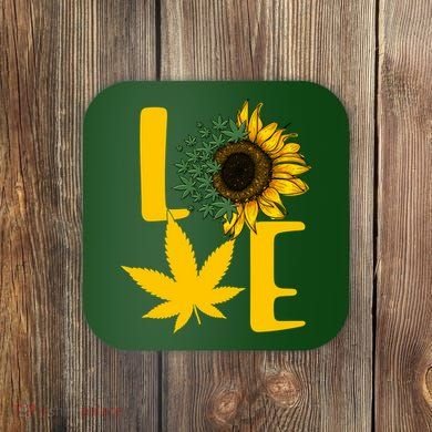 Love Cannabis Sunflower Coaster