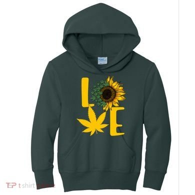 Love Cannabis Sunflower Kids Hoodie