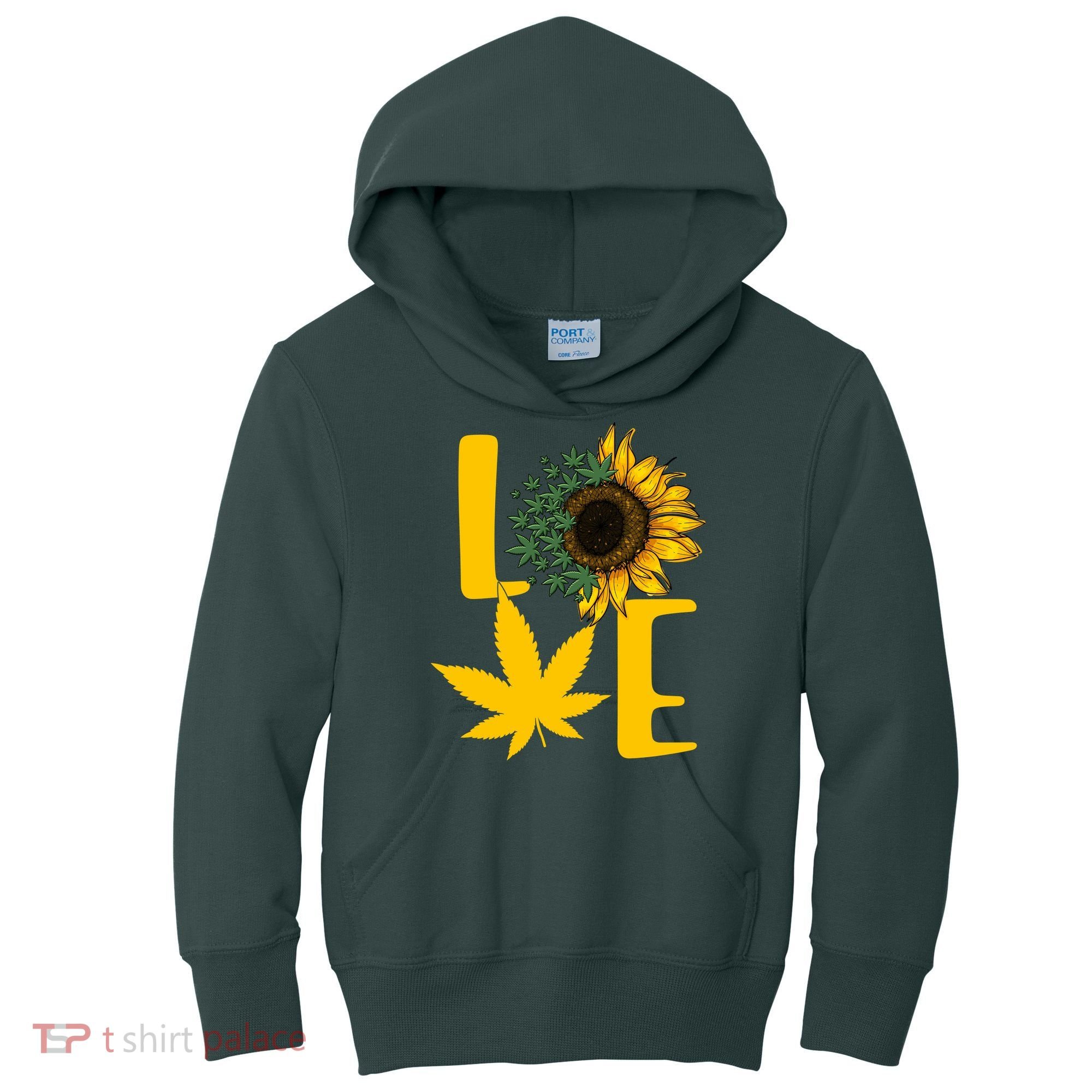 Love Cannabis Sunflower Kids Hoodie