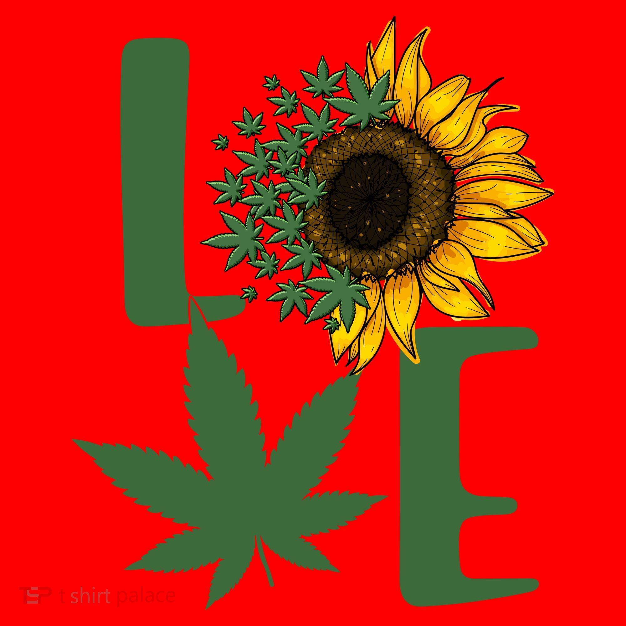 Love Cannabis Sunflower Santa Hat