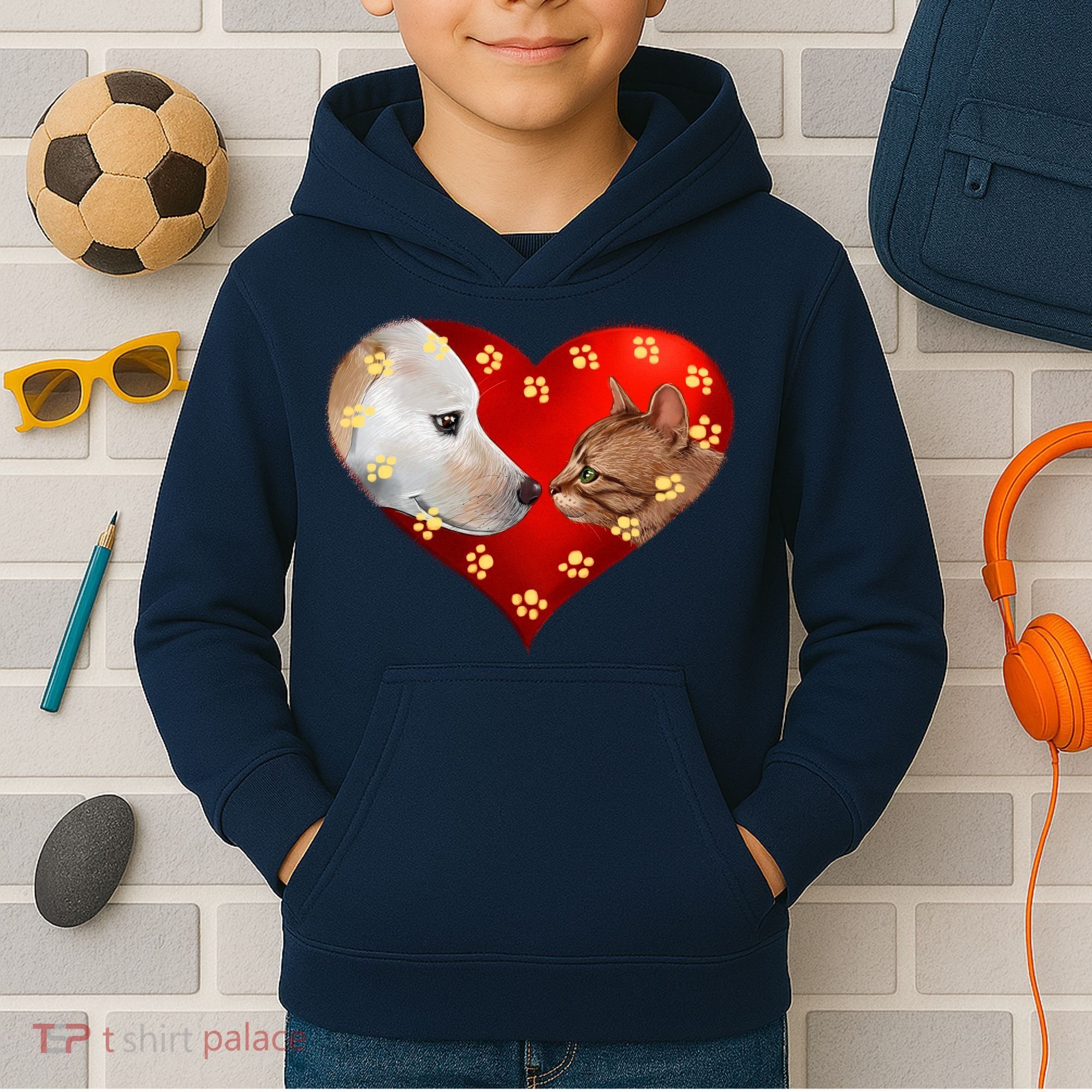 Love Cats and Dogs Kids Hoodie