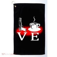 Love Coffee And Guns Golf Towel thumb 0