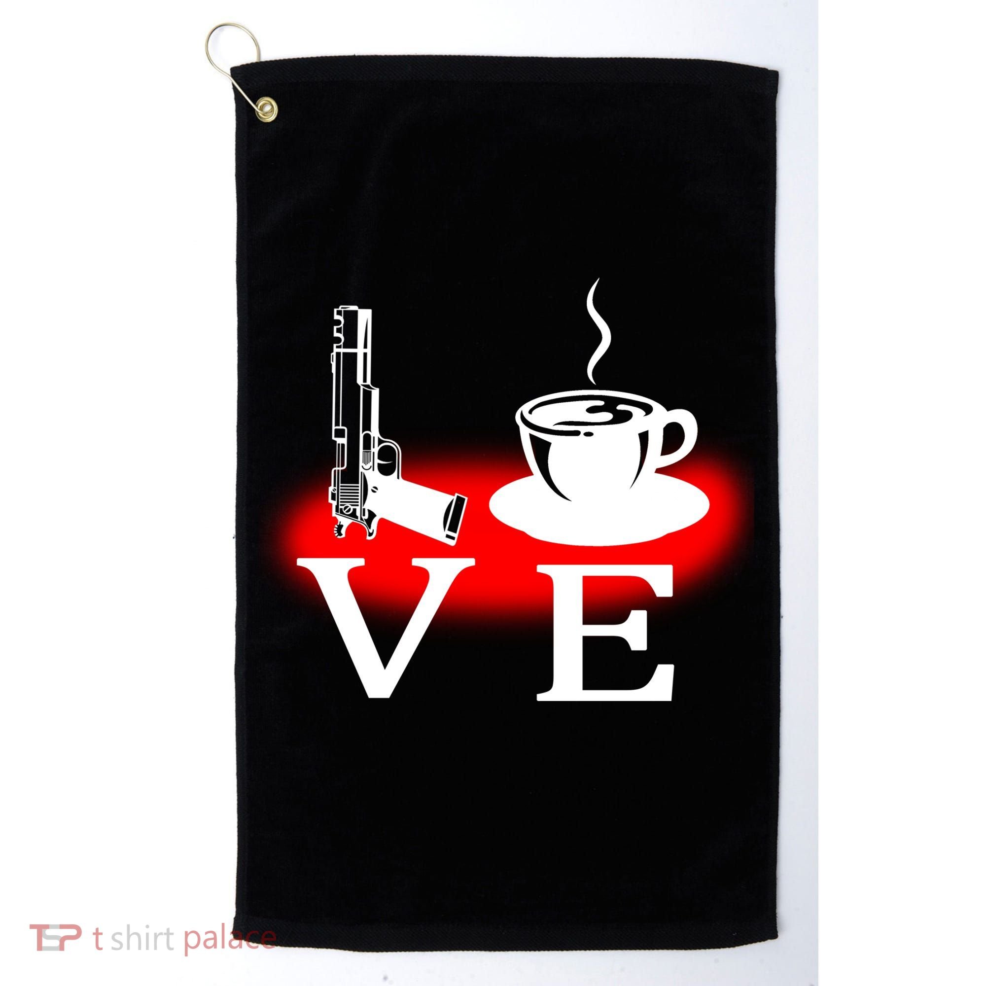 Love Coffee And Guns Golf Towel