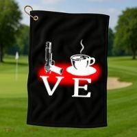 Love Coffee And Guns Golf Towel thumb 1