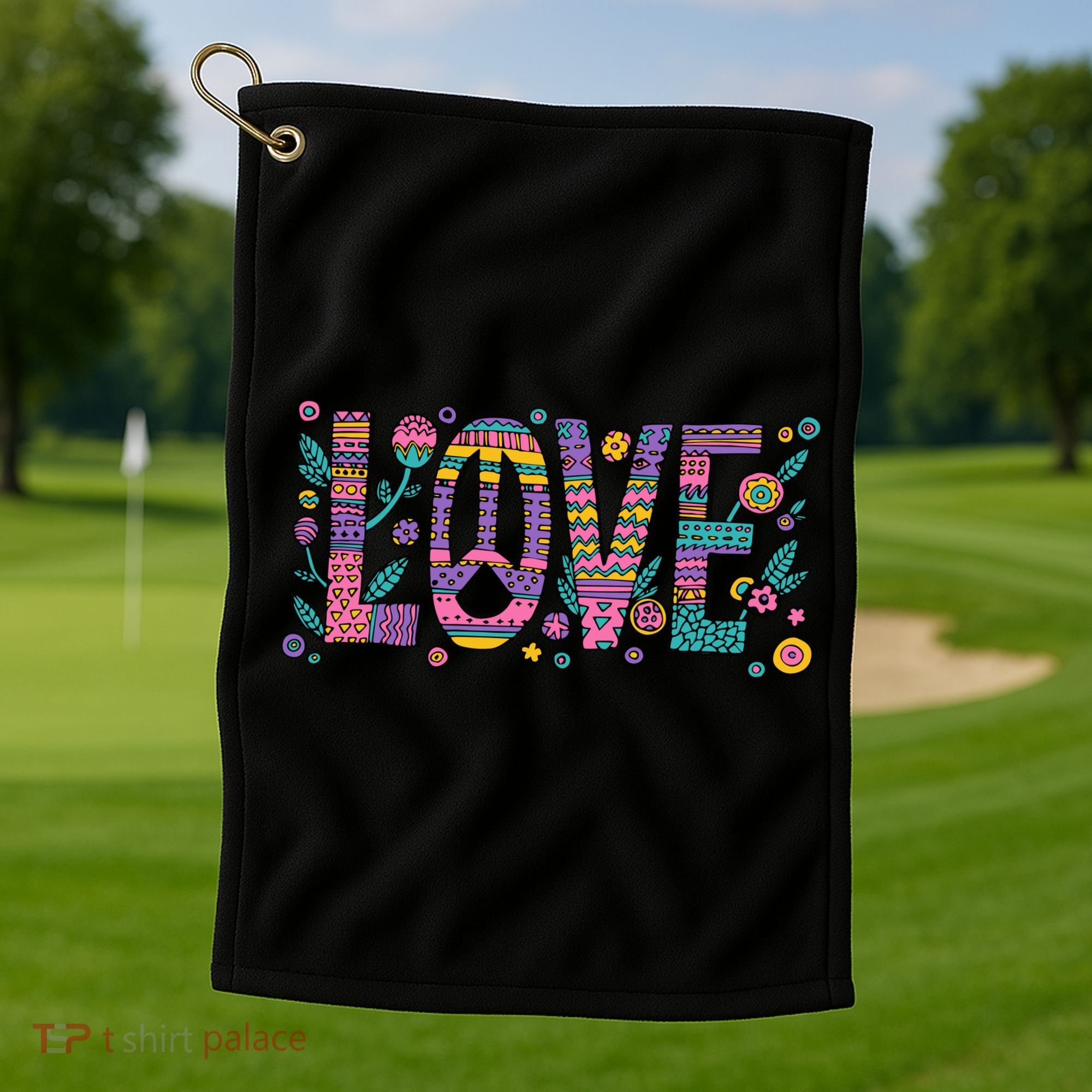 Love Crazy Wild Pattern Golf Towel