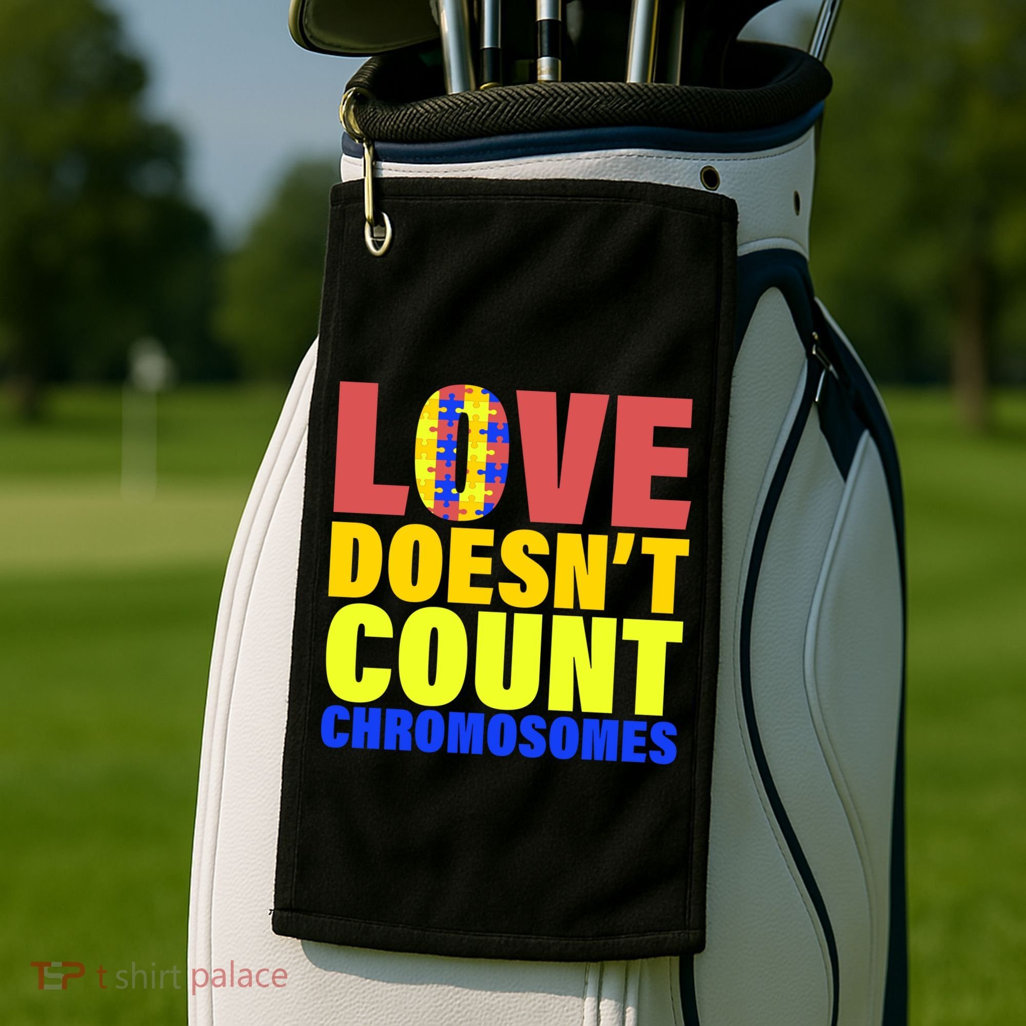 Love Doesn't Count Chromosomes Down Syndrome Golf Towel