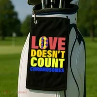 Love Doesn't Count Chromosomes Down Syndrome Golf Towel thumb 2