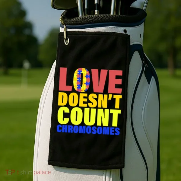 Love Doesn't Count Chromosomes Down Syndrome Golf Towel