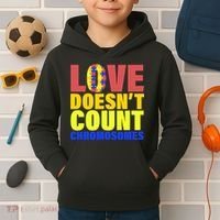 Love Doesn't Count Chromosomes Down Syndrome Kids Hoodie thumb 2
