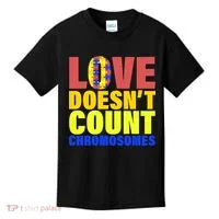 Love Doesn't Count Chromosomes Down Syndrome Kids T-Shirt thumb 0