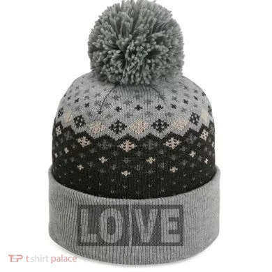 Love Dot Pattern The Baniff Cuffed Pom Beanie