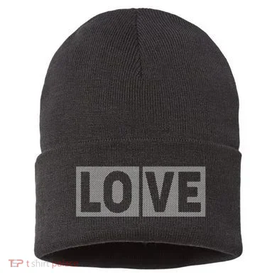 Love Dot Pattern Sustainable Knit Beanie