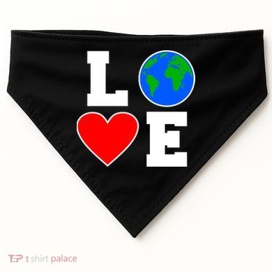 Love Earth Day Globe Heart Science USA-Made Doggie Bandana