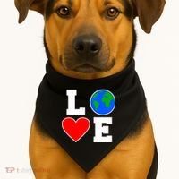 Love Earth Day Globe Heart Science USA-Made Doggie Bandana thumb 1